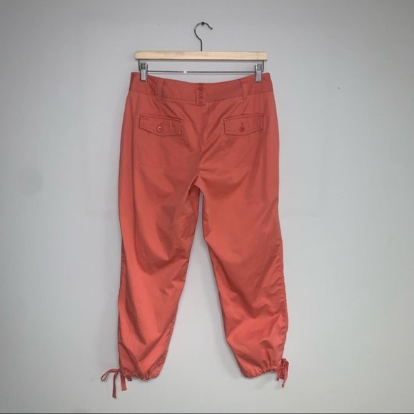 Talbots Pants Women’s Size 6 US Coral Pink Cotton Cropped Cargo Adjustable - Picture 5 of 7